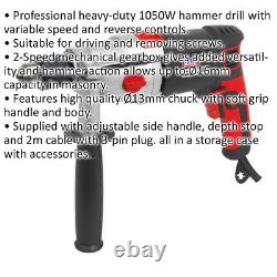 1050W Heavy Duty Hammer Drill 13mm Chuck Variable Speed Mechanical Gearbox