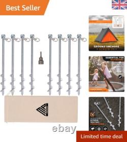 12 Heavy Duty Ground Stakes Set of 8 Alloy Steel Earth Anchors with Drill Bit