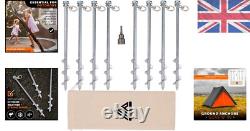 12 Heavy Duty Ground Stakes Set of 8 Alloy Steel Earth Anchors with Drill Bit