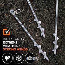 12 Heavy Duty Ground Stakes Set of 8 Alloy Steel Earth Anchors with Drill Bit