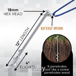 12 Heavy Duty Ground Stakes Set of 8 Alloy Steel Earth Anchors with Drill Bit