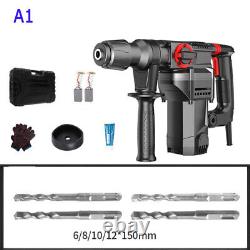 1200W Heavy Duty Electric Rotary Hammer Drill with Bits Set in Case 220V