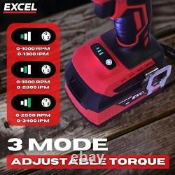 18V 350Nm Cordless Brushless 1/2 Impact Wrench Drill 2 x 2.0Ah Battery Charger