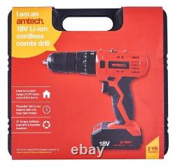 18V Li-Ion Cordless Rechargeable Combi Drill 2 Speed 13Mm Chuck Power Tool