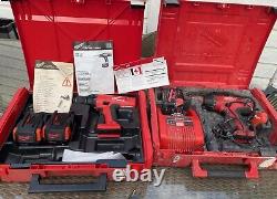 2 x Milwaukee V18 Cordless Heavy Duty Drill, Carry Cases, 3 x battery, charger