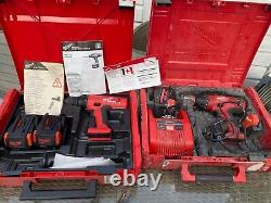 2 x Milwaukee V18 Cordless Heavy Duty Drill, Carry Cases, 3 x battery, charger