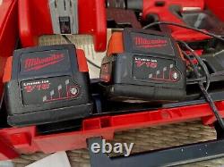 2 x Milwaukee V18 Cordless Heavy Duty Drill, Carry Cases, 3 x battery, charger