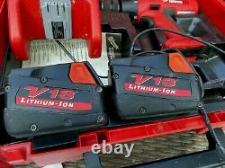 2 x Milwaukee V18 Cordless Heavy Duty Drill, Carry Cases, 3 x battery, charger