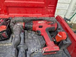 2 x Milwaukee V18 Cordless Heavy Duty Drill, Carry Cases, 3 x battery, charger