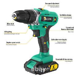 21V 520 Nm Impact Wrench +45Nm Cordless Drill Combo 4×Batteries + Charger + Case