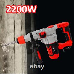 2200W Electric Rotatable Hammer Heavy Duty Concrete Drill Breaker Hammer 220V