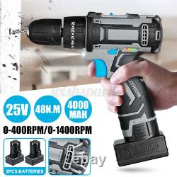 25V 4000Mah Cordless Drill Screwdriver Wireless Power Driver 2Li-Ion