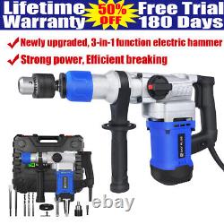 3500W SDS Plus Heavy Duty Electric Rotary Hammer Drill with Bits Set in Case