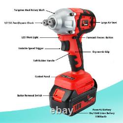 520Nm Heavy Duty Cordless Impact Wrench 1/2 Driver Rattle Nut Gun & 2 Battery