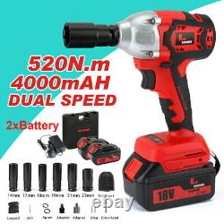 520Nm Heavy Duty Impact Wrench Cordless 1/2 Gun Driver Lithium-Ion Nut UK STOCK