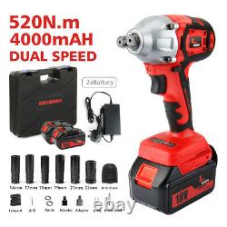 520Nm Heavy Duty Impact Wrench Cordless 1/2 Gun Driver Lithium-Ion Nut UK STOCK