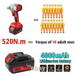 520Nm Heavy Duty Impact Wrench Cordless 1/2 Gun Driver Lithium-Ion Nut UK STOCK