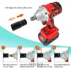 520Nm Heavy Duty Impact Wrench Cordless 1/2 Gun Driver Lithium-Ion Nut UK STOCK