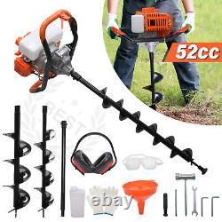 52CC Petrol Earth Auger Post Hole Borer Ground Drill Digger with 3 Bits 4 6 8