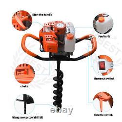 52CC Petrol Earth Auger Post Hole Borer Ground Drill Digger with 3 Bits 4 6 8