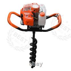 52CC Petrol Earth Auger Post Hole Borer Ground Drill Digger with 3 Bits 4 6 8