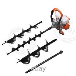 52CC Petrol Earth Auger Post Hole Borer Ground Drill Digger with 3 Bits 4 6 8