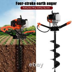 52cc Petrol Earth Auger Fence Post Hole Borer Ground 3 Drill Bits & Extensions