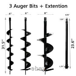 52cc Petrol Earth Auger Fence Post Hole Borer Ground 3 Drill Bits & Extensions