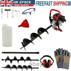 52cc Petrol Earth Auger Fence Post Hole Borer Ground Drill 3 Bits & Extension