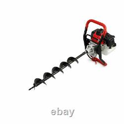 52cc Petrol Earth Auger Fence Post Hole Borer Ground Drill 3 Bits Extension Pole