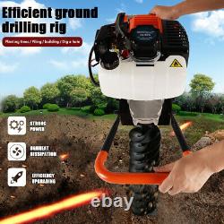 52cc Petrol Earth Auger Fence Post Hole Borer Ground Drill 3 Bits & Extension UK