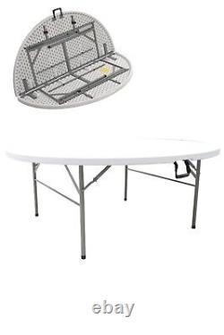 5ft Heavy duty trestle garden bbq Round Centre Folding Table (153cm)