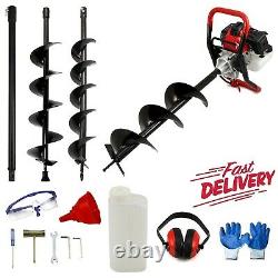 65CC Post Hole Digger Powered Earth Auger Borer Fence Ground / 3 Drill Bits Kit