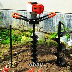 65cc Petrol Earth Auger 3HP Fence Post Hole Borer Ground Drill + 3 Auger Bits