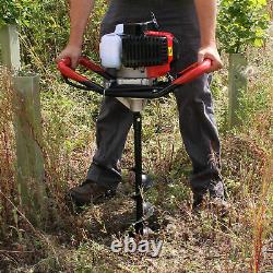 65cc Petrol Earth Auger 3HP Fence Post Hole Borer Ground Drill + 3 Auger Bits