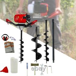 65cc Petrol Earth Auger Drill Fence Post Hole Borer + 3 Bits + Extension Pole UK