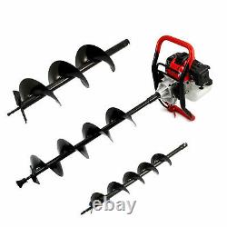 65cc Petrol Earth Auger Fence Post Hole Borer Ground Drill 3 Bits Extension Pole