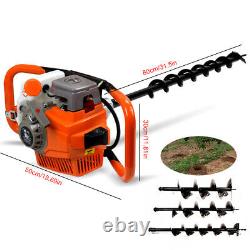 71CC 2-stroke Heavy Duty Petrol Earth Auger Post Hole Borer Digger +3 Drill Bits