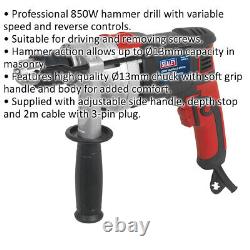 850W Heavy Duty Hammer Drill 13mm Chuck Variable Speed Reverse Controls