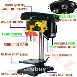 9 Speed Pillar Drill 500w Motor 16mm Chuck Press Bench Top Mounted Drilling