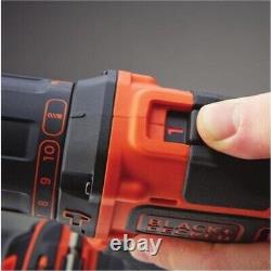 Black & Decker 18V Cordless Combi Drill X2 Battery Toolbox Free 120 Pc Drill Bit