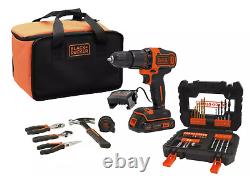 Black + Decker Hammer Drill Cordless Battery Tool Kit Drill Bit Set #5220