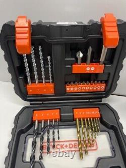 Black + Decker Hammer Drill Cordless Battery Tool Kit Drill Bit Set #5220