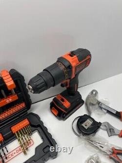 Black + Decker Hammer Drill Cordless Battery Tool Kit Drill Bit Set #5220