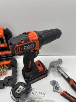 Black + Decker Hammer Drill Cordless Battery Tool Kit Drill Bit Set #5220