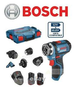 Bosch 12v FlexiClick Drill Driver + Chucks 2x Batteries & Case Kit GSR 12V-15 FC