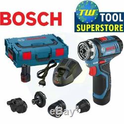 Bosch GSR 12V-15 FC 12V Flexi-Click Drill Driver with 4x Chucks & 2x 2.0Ah Batte