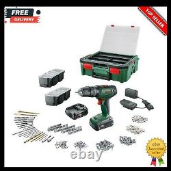 Bosch UNIVERSALIMPACT 18v Cordless Combi Drill +2 Batteries 241 Piece+System Box