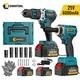 Cordless Electric Cordless Drill + Impact Wrench Driver Combi Drill 2batteries