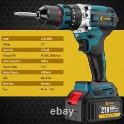 Cordless Electric Cordless Drill + Impact Wrench Driver Combi Drill 2Batteries